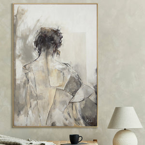 Gemälde einer Frau in heller moderner Einrichtung