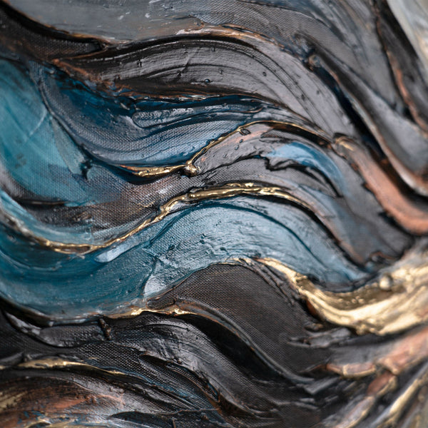 Nahaufnahme Acrylstruktur – goldene Strömungselemente