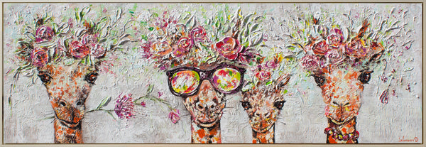 Acryl abstrakte kunst handgemalte "Giraffen" 150x50cm