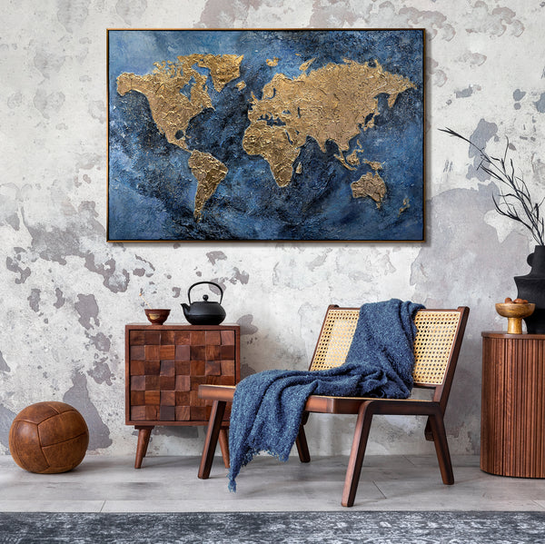 Nachtleuchtende Kunstwerke Gemälde Handgemalt mit Rahmen "Magische Karte"