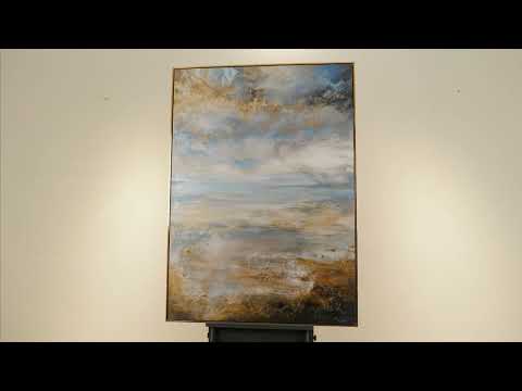 Handmade painting for living room with frame "Silent dawn"