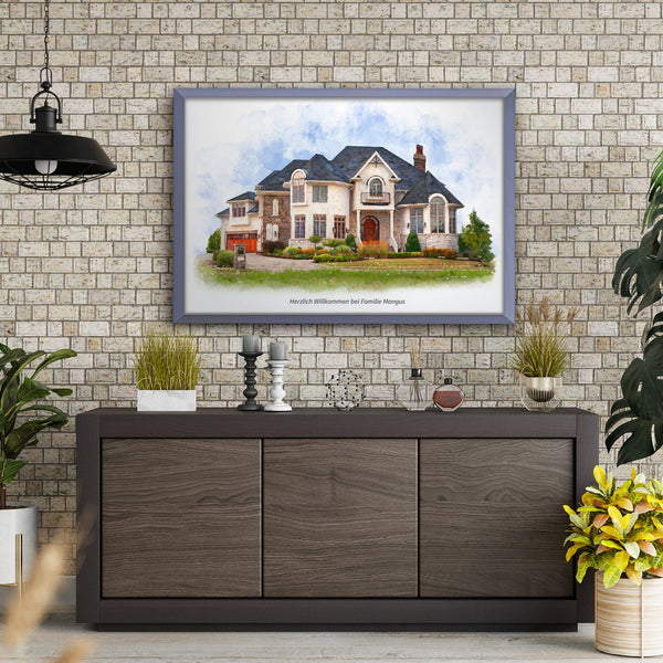 Handgemalte Hausportraits gemalt von Ihren Fotos | Hausgemälde Bild acryl Leinwand Handgemalt