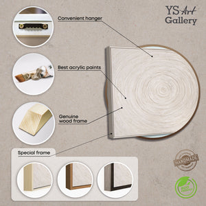 Minimalist wall decor – Textured acrylic painting in beige with frame “Echoes of Time”