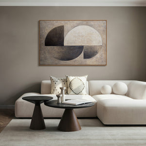 Hand-painted framed paintings – Modern beige wall decor “Duet of Semicircles”