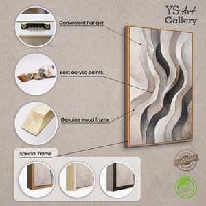 Acrylic painting with texture – Elegant abstract art in beige & grey “Sandwaves”