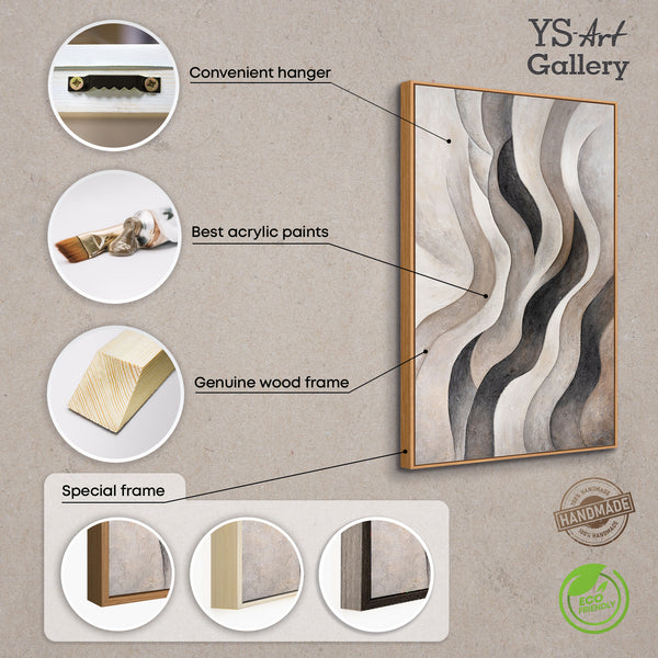 Acrylic painting with texture – Elegant abstract art in beige & grey “Sandwaves”