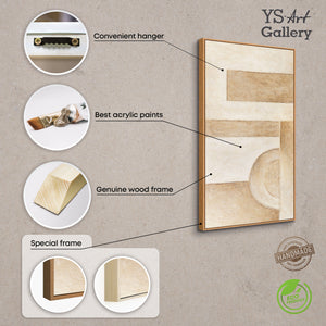 Hand-painted abstract acrylic painting in beige with frame – Modern wall art “Space of Forms”