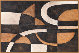 Abstract acrylic painting geometry with frame – Hand-painted wall art “Harmony of Curves”