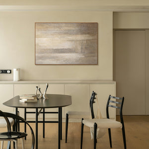 Abstract acrylic painting on canvas in beige grey “Verticals of Time”