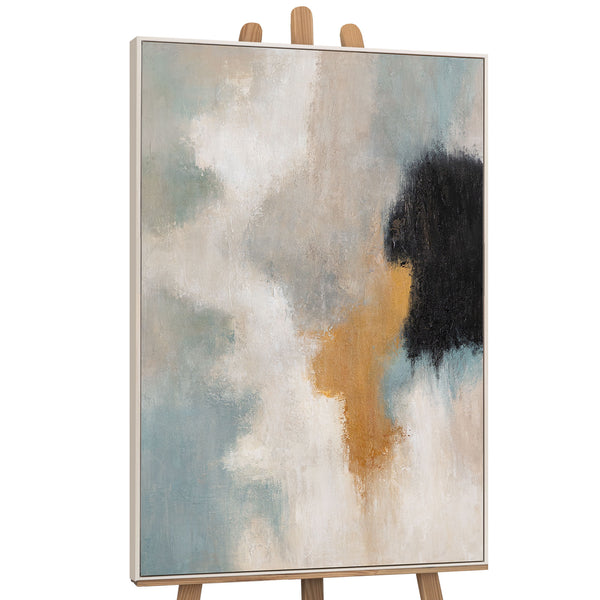 Acrylbild mit Rahmen „Lichtübergänge“ – Abstrakte Wandkunst in Blau und Gold