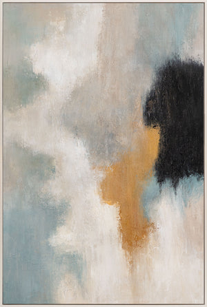 Acrylbild mit Rahmen „Lichtübergänge“ – Abstrakte Wandkunst in Blau und Gold