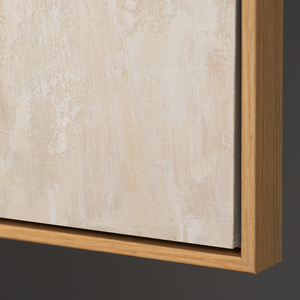 Abstract painting with frame - Modern wall art in beige, blue, and gold "Light transitions"