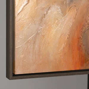 Abstraktes Wandbild auf Leinwand in warmen Orangetönen