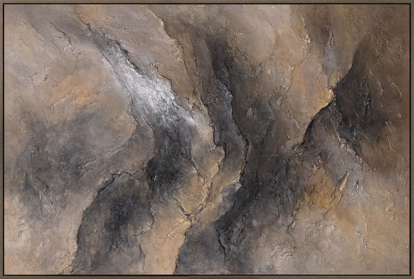 Abstract painting in dark earth tones – Hand-painted canvas art “Darkness and Dawn”