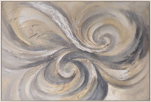 Modern abstract acrylic painting in beige grey – textured wall art “Sand and Clouds”
