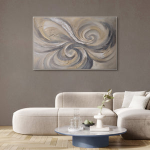 Modern abstract acrylic painting in beige grey – textured wall art “Sand and Clouds”
