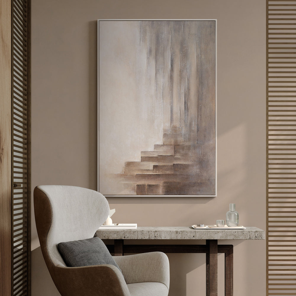 Minimalist abstract wall art with depth – framed acrylic painting “Limits of Illusion”