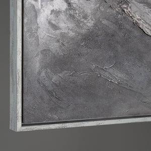 Abstraktes Wandbild auf Leinwand in Grautönen