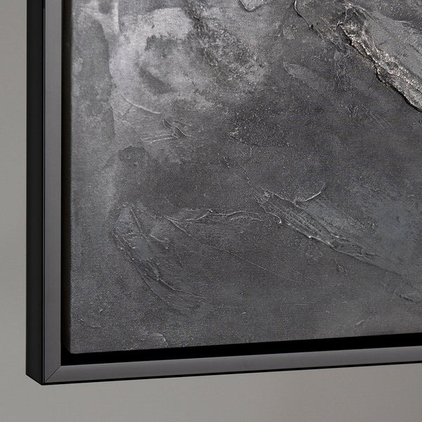 Modernes abstraktes Leinwandbild in Grau und Anthrazit mit matter Oberfläche