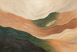 Handgemaltes Gemälde „Wellen des Horizonts“ – Abstrakte Landschaft in Naturtönen