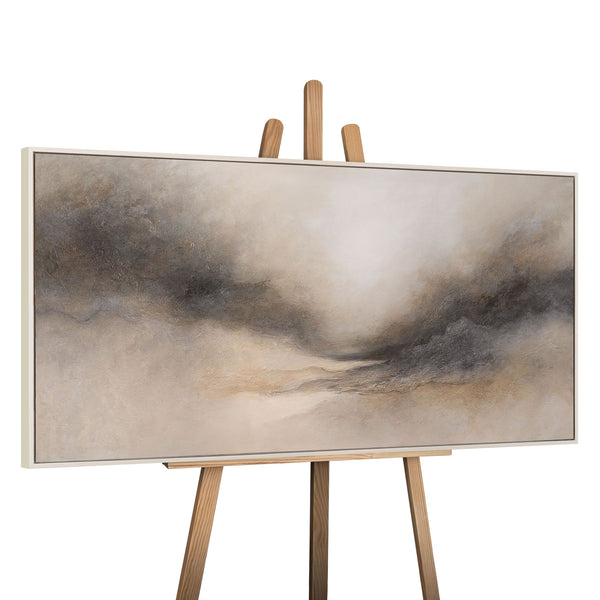 Abstract Acrylic Painting "Foggy Morning" – Elegant Canvas Art in Beige & Gray