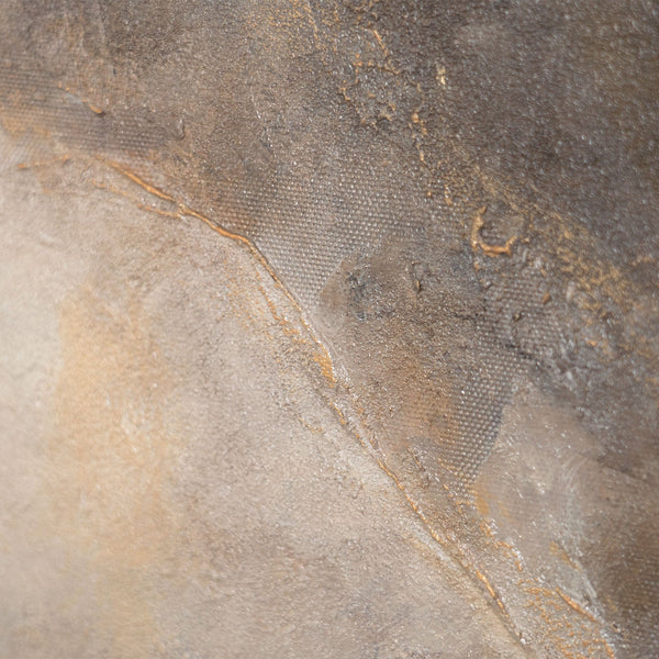 Leinwandbild mit Rahmen „Leuchten in den Wolken“ – Abstrakte Blumen in Goldtönen