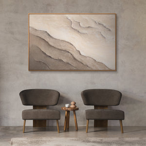Abstraktes Leinwandbild in Beige und Sand mit Reliefstruktur