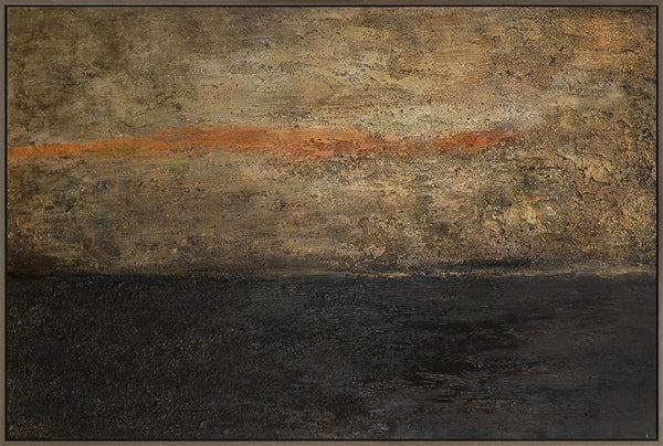 Abstraktes Gemälde in Graurahmen „Tiefe der Zeit“ auf Leinwand