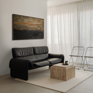 Abstraktes Gemälde in Graurahmen „Tiefe der Zeit“ auf Leinwand