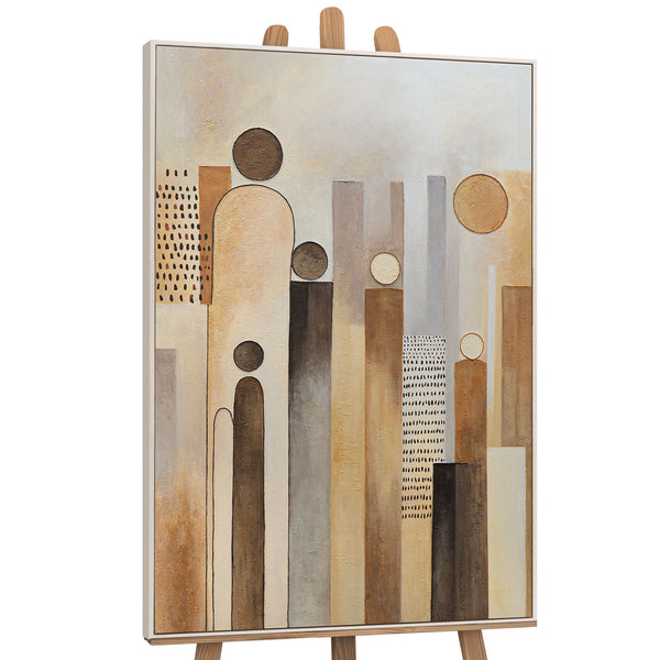 Abstraktes Leinwandbild „Stadt der Figuren“ – Moderne Bilder Wohnzimmer