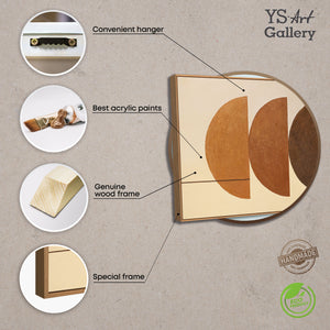 Material und Eigenschaften eines abstrakten Leinwandbildes in Terrakotta, Infografik