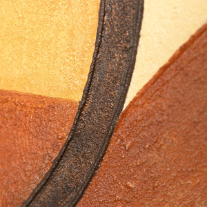 Abstrakte geschwungene Linie auf Leinwand in Terrakotta, Detailaufnahme