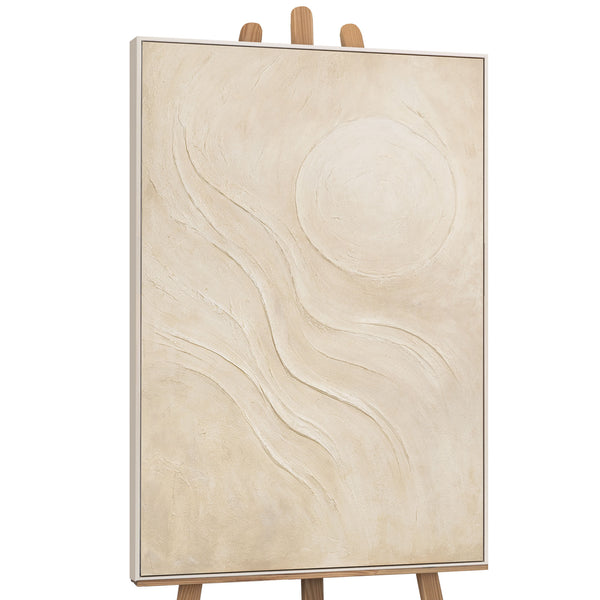 Abstraktes Leinwandbild „Sandige Sonne“ – Acrylgemälde mit Rahmen