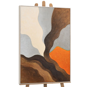 Handgemaltes Acrylbild mit Rahmen „Abendliche Hügel“ – Moderne Wandkunst in Erdtönen