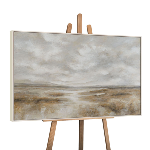 Framed canvas print "Breath of the Steppe" – Hand-painted landscape in natural tones