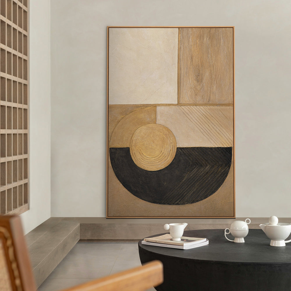 Abstraktes Wandbild mit hochwertigem Rahmen im modernen Stil