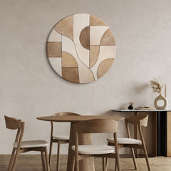 Rundes Bild kaufen Abstraktes Acrylbild Beige Gold