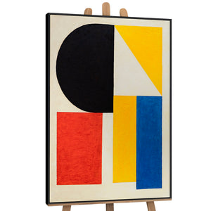 Moderne Acrylmalerei mit Rahmen „Kontraste“ – Abstrakte geometrische Formen auf Leinwand