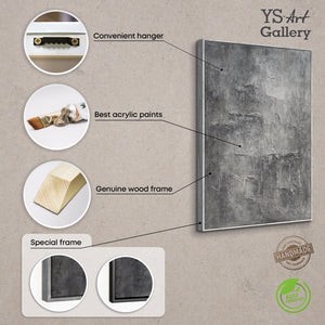 Leinwandbild mit Rahmen „Erinnerung des Steins“ – Strukturierte Acrylmalerei in Betonoptik