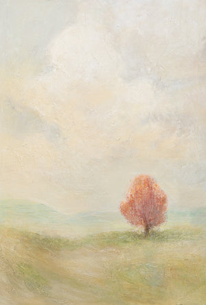 Handgemalte Gemälde auf Leinwand „Warme Weite“ – Moderne Abstrakte Kunst mit Rahmen