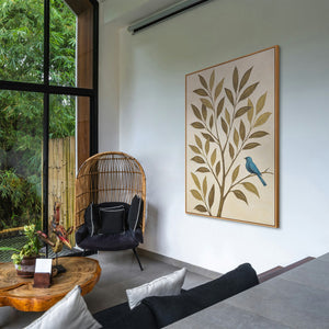 Abstraktes Wandbild als stilvoller Akzent in einem modernen Wohnraum