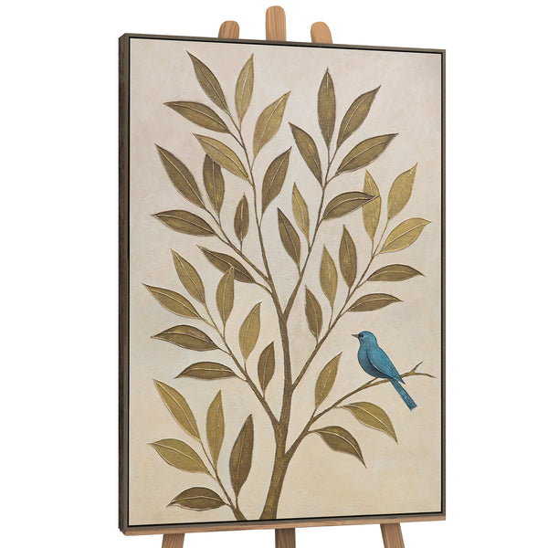 Moderne Wanddeko „Flüstern des Laubs“ – Naturgemälde auf Leinwand mit Rahmen