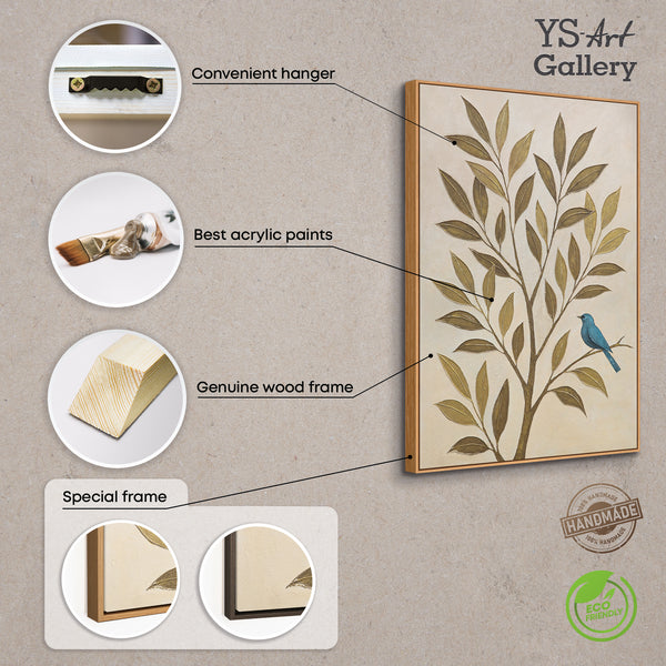 Moderne Wanddeko „Flüstern des Laubs“ – Naturgemälde auf Leinwand mit Rahmen