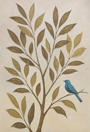 Moderne Wanddeko „Flüstern des Laubs“ – Naturgemälde auf Leinwand mit Rahmen