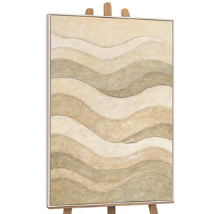 Abstract Wall Art with Texture in Beige, Green & Gold – Modern Acrylic Painting on Canvas