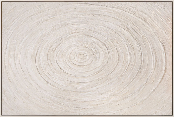 Minimalist wall decor – Textured acrylic painting in beige with frame “Echoes of Time”