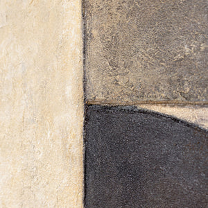 Textured Painting Beige & Black – Abstract Art on Canvas "Duet of Half Circles"