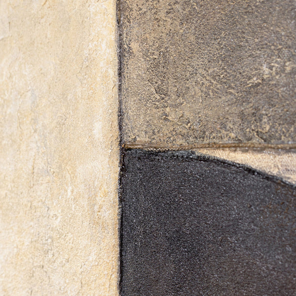 Textured Painting Beige & Black – Abstract Art on Canvas "Duet of Half Circles"