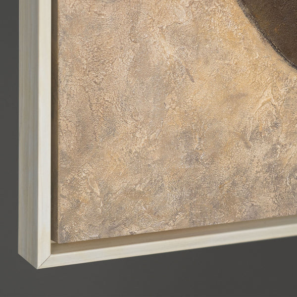 Textured Painting Beige & Black – Abstract Art on Canvas "Duet of Half Circles"