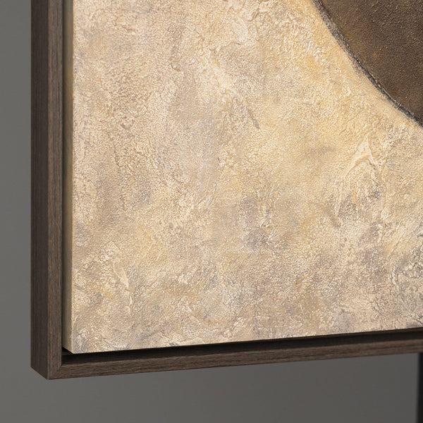 Textured Painting Beige & Black – Abstract Art on Canvas "Duet of Half Circles"